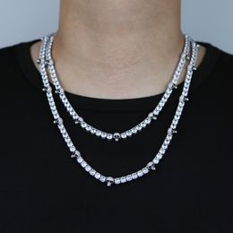 Iced Out 5mm Cubic Zircon Tennis Chain Necklace with Cool Skull Pendant Long Necklace for Mwn Boy Hip Hop Jewellery Gift