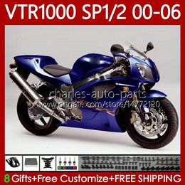 Body Kit For HONDA VTR1000 RTV1000 RC51 00 01 02 03 04 05 06 Glossy Blue Bodywork 123No.49 VTR 1000 SP1 SP2 2000 2001 2002 2003 2004 2005 2006 VTR-1000 2000-2006 Fairing