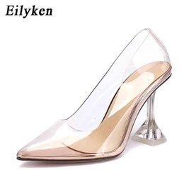 Dress Shoes Eilyken Clear Pvc Transparent Pumps Sandals Strange Style Perspex Heel Point Toes Womens Party Nightclub 35 42 220507