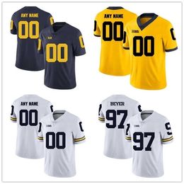 Sj98 Custom Michigan Wolverines College any name number embroidery Football Stitched Jersey Youth women's Mens Size S-4XL