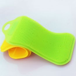 Silicone Sponge Dish Washing Kitchen Scrubber 5 Colours Double Sided Silicone Brush Tools for Dishes Fruits Vegetables