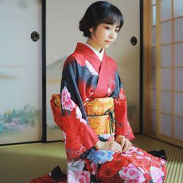 Japanese Ethnic Clothing women traditional formal vibration sleeve Sakura kimono positioning printing splicing flower Costume