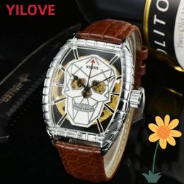 Men Mission Runway Skeleton Watch Black Brown Genuine Leather Strap Clock 43mm Sapphire Glass Waterproof Automatic Mechanics Montres De Luxe Wristwatches