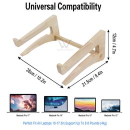 U&I Wooden Computer Holder Made of Natural Wood Small Portable Multifunctional Stand for Computers Laptop Base For Holding Stand