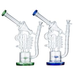 Recycler Perc Glass Bongs Hookahs Matrix Percolators Water Pipe 14mm Female Joint Heady Sidecar Oil Dab Rigs With Glass Kits