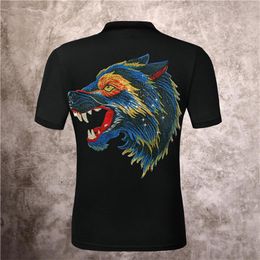 Men's Polos Fashion 3D Animal Diamond Business Shirt Men Tops Street Punk Sports Style Solid Color PP Skull MenMen's Men'sMen's