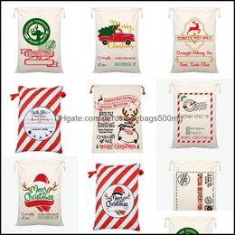 Christmas Decorations Festive Party Supplies Home Garden Overnight Delivery Santa Sacks Merry Canvas Dstring Bag Ornament Heavy Pouch Gift