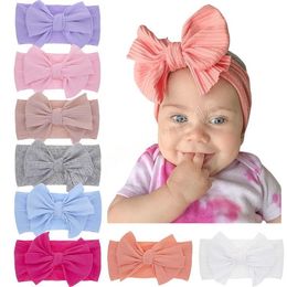 Soft Cotton Hair Accessories Children's Hairband Baby Super Stretch Bowknot Girls Diy Big Bows Solid Headbands