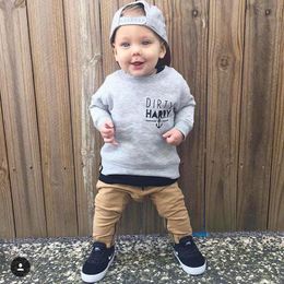 Clothing Sets Boys Suits 2022 Spring And Autumn Trend Baby Letters Long-sleeved T-shirt Trousers 2PCS 3 Months-4 YearsClothing
