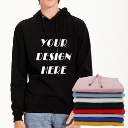 Men Hoodies Custom Printed P o Unisex Solid Streetwear Women Casual Sweatshirts Tops High Quality Cotton Pullover Coat 220713