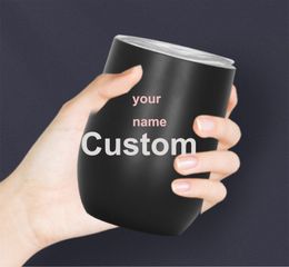 Custom Name Cup Insulated Thermos Coffee Mug Vacuum Thermos Cup Travel Mug Tumber 12OZ Egg Shaped cup Wine beer Mug 220608