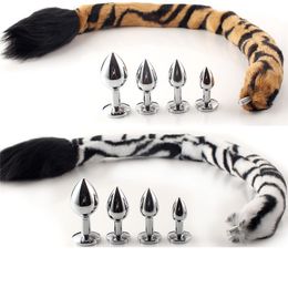 Detachable Horse Tail Anal Plug Super Long Faux Fur Metal Butt sexy Toys For Couples Cosplay Adult Novelty Games