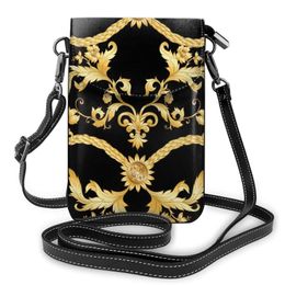 Evening Bags Noisydesigns Bag Women 2022 Cross Body Messenger Golden Flower Pattern Female Shoulder Mobile Phone Fashion Drop