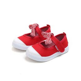 CNFSNJ Baby Girl Shoes Canvas Casual Kids Shoes With Bowtie Bow-knot Solid Candy Colour Girls Sneakers Children Soft Shoes G220527