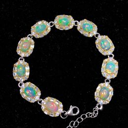 Opal Bracelet Fire Opal Sterling Silver Bracelet