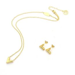 simple gold necklace sets design Canada - 20 design mix simple Jewelry sets heart letter pendant letter earrings long necklace Fashion Stainless Steel 18K Gold silver rose 265A