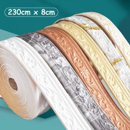 3D Foam Wall Stickers Self Adhesive Waterproof Baseboard paper Border Sticker Living Room Bedroom Home Decorations 220607