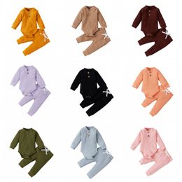 16 Colours Baby Outfits Solid Clothing Sets Infant Toddler Newborn Girls Boys Autumn Winter Baby Girl Boy Long Sleeve Romper Pants 982 D3