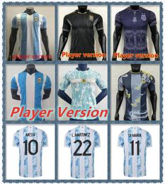 Player Version Argentina Soccer Jerseys 21 22 23 Cope America Home Football Shirts 2021 2022 2023 DYBALA LO CELSO KUN AGUERO MARIA MARADONA MARTINEZ CORREA uniforms