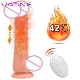 women remote control vibrator UK - Massager Cock Vatine Sex Toys Remote Control Tpe Heating Telescope Dildo for Women Big Dick Realistic Penis Vibrator Female Masturbation