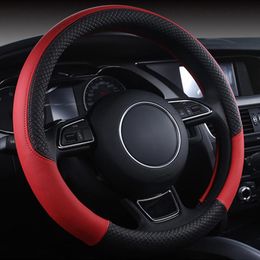 Steering Wheel Covers Universal 38cm Car Braid High Quality Leather Anti-Slip Cover Car-styling Auto AccessoriesSteering