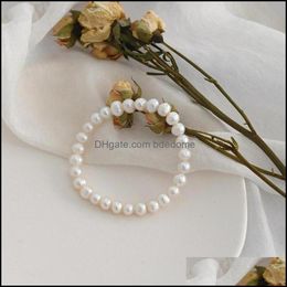 Bangle Bracelets Jewellery Freshwater Pearl Bracelet Natural For Girls Women Fashion Simple Party Wedding Jewelr S3T6 Dro Dhhem