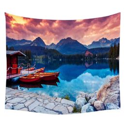 Vbeach Waves Sunset Tapestry Bohemian Room Decoration Korean Style Wall Carpets Papers Home Decor Mural Tapiz J220804