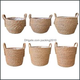 Planters Pots Garden Supplies Patio Lawn Home Nordic Handmade St Storage Baskets Rattan Floor Indoor Flowers Crafts Decoration Living Roo