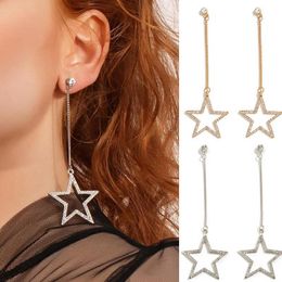 earrings jewelry Canada - Dangle & Chandelier Korean Style Fashion Big Star Rhinestone Earring For Women Girls Elegant Long Pendant Ins Crystal Ear Ring Jewelry Acces