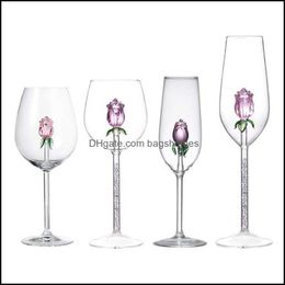 christmas glasses drinkware Australia - Wine Glasses Drinkware Kitchen Dining Bar Home Garden Rose Mugs With Inside Glass Great For Week Gifts Birthday Wedding Party Christmas C