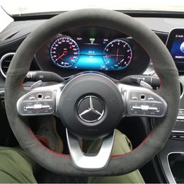 DIY Steering Wheel Cover Hand Sewing Wrap Cover For Mercedes-Benz A-Class W177 2018-2019 B Class C Class W205 CLS 2018-2020