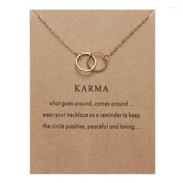 Pendant Necklaces Fashion Double Circle Necklace Women Clavicle Chain Female Choker KARMA Card Collares Valentine's Day JewelryPendant