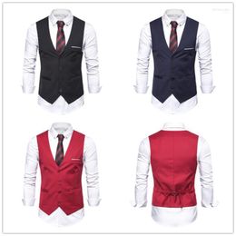 Men's Vests Mens Classic Blazer Men Slim Fit Single Breasted Vest Male Business Waistcoat Red Black Blue Chaleco Hombre Phin22