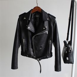 Faux Leather Jacket Women Fashion Bright Colours Black Motorcycle Coat Short PU Leather Biker Jacket Female Soft Jacket 220815