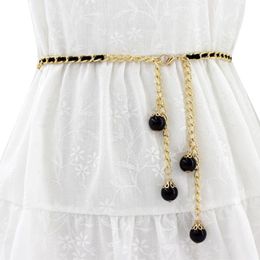 Belts Helms Belt Women Metal Hook Adjustment Waist Pearl Chain Decorative Dress Small Fragrance Thin Robe Replacement WhiteBelts