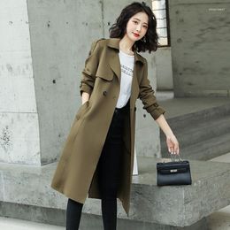 Women's Trench Coats Windbreaker Middle And Long Style 2022 Autumn Clothes Atmospheric British Army Green Work Vertical
