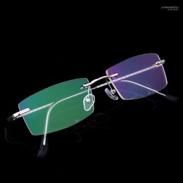 Fashion Designer Square Rimless Glasses Frame Women And Men Ultra Light Alloy Optical Metal Non-diopter1