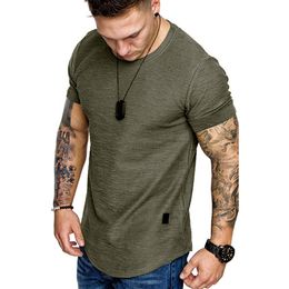 5 Colours summer Men Short sleeveT Shirt Casual Round Neck Fashion Elastic Fit Funny Streetwear Solid Tshirt Hip Hop Tops SXXL 220704