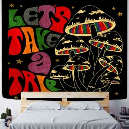 Psychedelic Mushroom Carpet Wall Hanging Aesthetic Witchcraft Bohemian Tapiz Girls Dormitory Home Room Decor J220804