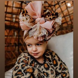 15959 Infant Baby Lace Big Bowknot Headband Kids Elastic Hairband Children Bandanas Head Band Hair Accessory