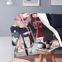 Blankets Darling In The Franxx Flannel Throw Blanket Anime Zero Two Hiro For Home Bedroom Soft Bedding Throws