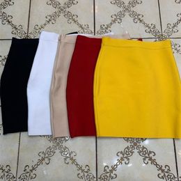 7 Colors Sexy Solid Zipper Orange Blue Black Bandage Skirt Women Elastic Bodycon Summer Mini Pencil Skirt 43cm 210306