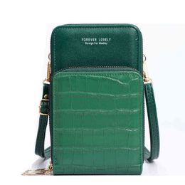 wallets Shoulder Bags For Women Pu Leather Crossbody Mobile Phone Bag Wallet Female Messenger Card Handbags 220628