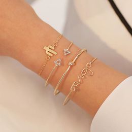 Personality simple English love geometric cactus bracelet diamond-knotted four-piece bracelet