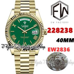 EWF V3 ew228238 ETA2836 ew2836 Automatic Mens Watch 40MM Green Dial Roman Markers Gold 904L Stainless Bracelet With Same Serial Warranty Card Super eternity Watches