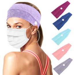 Solid Colour Stretch Ladies Cotton Headband Anti-strain Button Ear Protection Mask Hairband Sweat-absorbing Sports Makeup Face Wash Headband LT0152