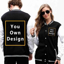 Your Own Design Brand Picture Custom Men And Women DIY Rugby Uniform Coat Jacket Tracksuit Long Sleeve Sweater Hip Hop Coat 220615