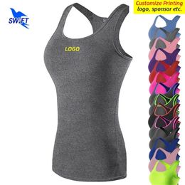 Quick Dry Elastic Sleeveless Running Shirt Women Compression Yoga Tank Top Gym Fitness Sportswear Vest Workout Clothes Customise 220704