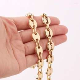 Chains 7/9/11mm 7-40" High Quality Gold Tone 316L Stainless Steel Mens Womens Coffee Bean Beads Chain Necklace Or BraceletChains Sidn22