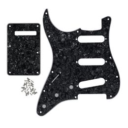 1 Set Left-Handed SSS Guitar Pickguard 11 Holes Scratch Plate Backplate Screws Black Pearl For Electric Guitar Part